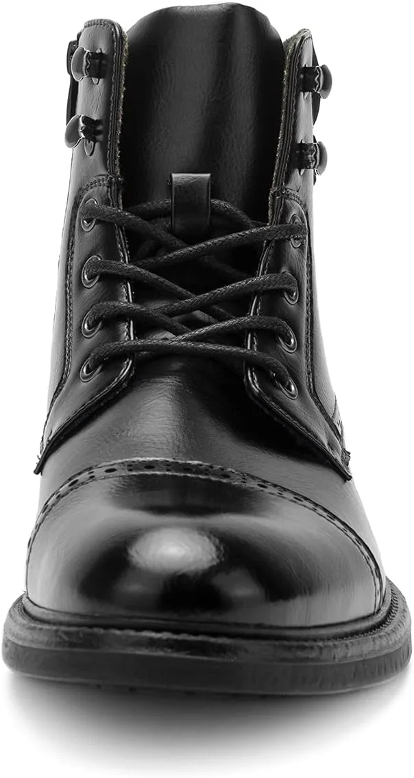 Temeshu Mens Casual Lace Up Motorcycle Boots Classic Combat Ankle Boots(with shoelaces) HH06