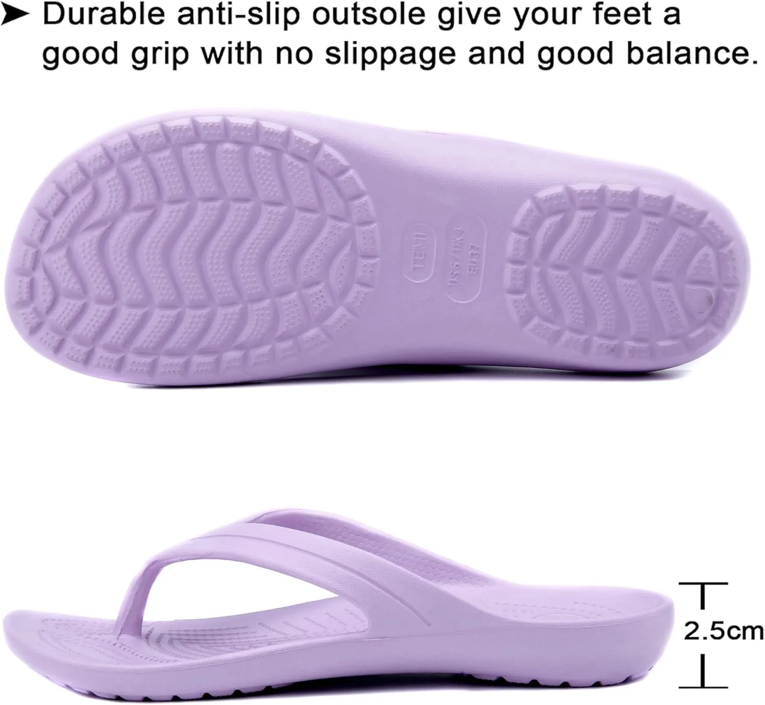 Temi Women's Flip Flops,Soft Lightweight Sandals for Women Anti Slip Casual Slippers Shower Beach Pool Bathroom Flat Slides Shoes