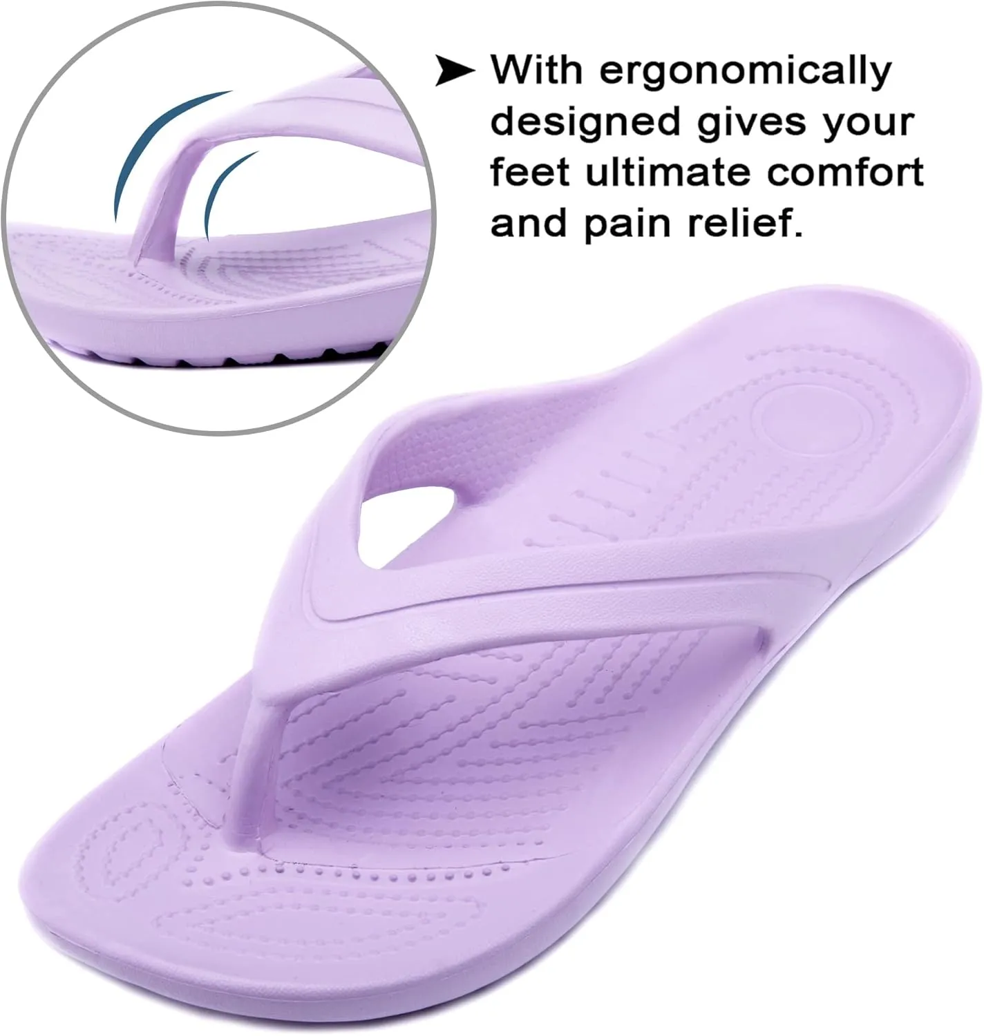 Temi Women's Flip Flops,Soft Lightweight Sandals for Women Anti Slip Casual Slippers Shower Beach Pool Bathroom Flat Slides Shoes