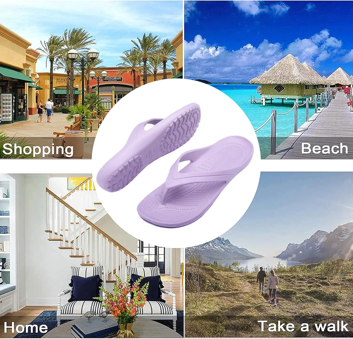 Temi Women's Flip Flops,Soft Lightweight Sandals for Women Anti Slip Casual Slippers Shower Beach Pool Bathroom Flat Slides Shoes