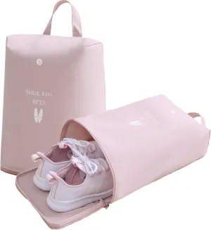 tianzong 2 Pack Shoe Bags for Travel, Water-resistant Shoe Storage Organizer with Zipper for Men and Women (Pink, T400-Beta)