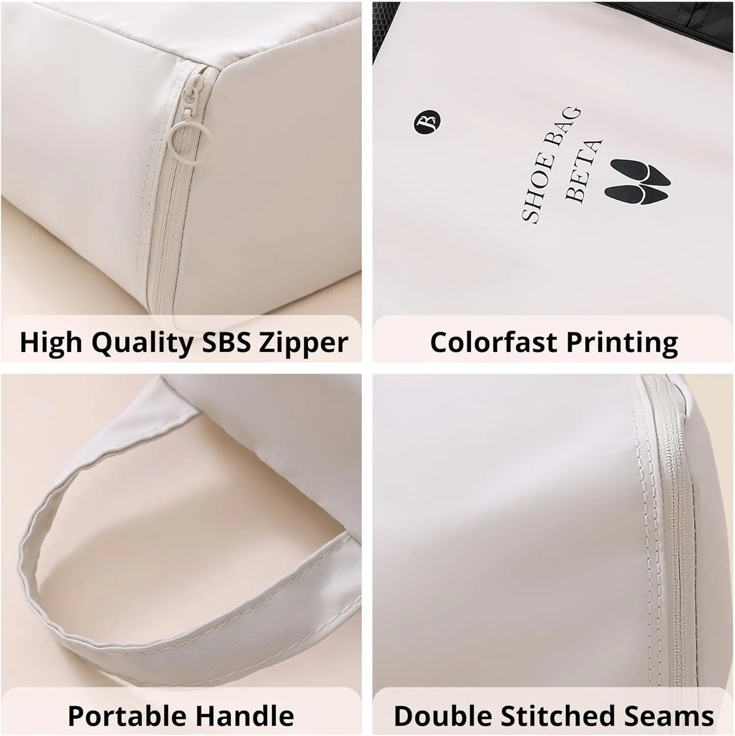 tianzong 2 Pack Shoe Bags for Travel, Water-resistant Shoe Storage Organizer with Zipper for Men and Women (Pink, T400-Beta)