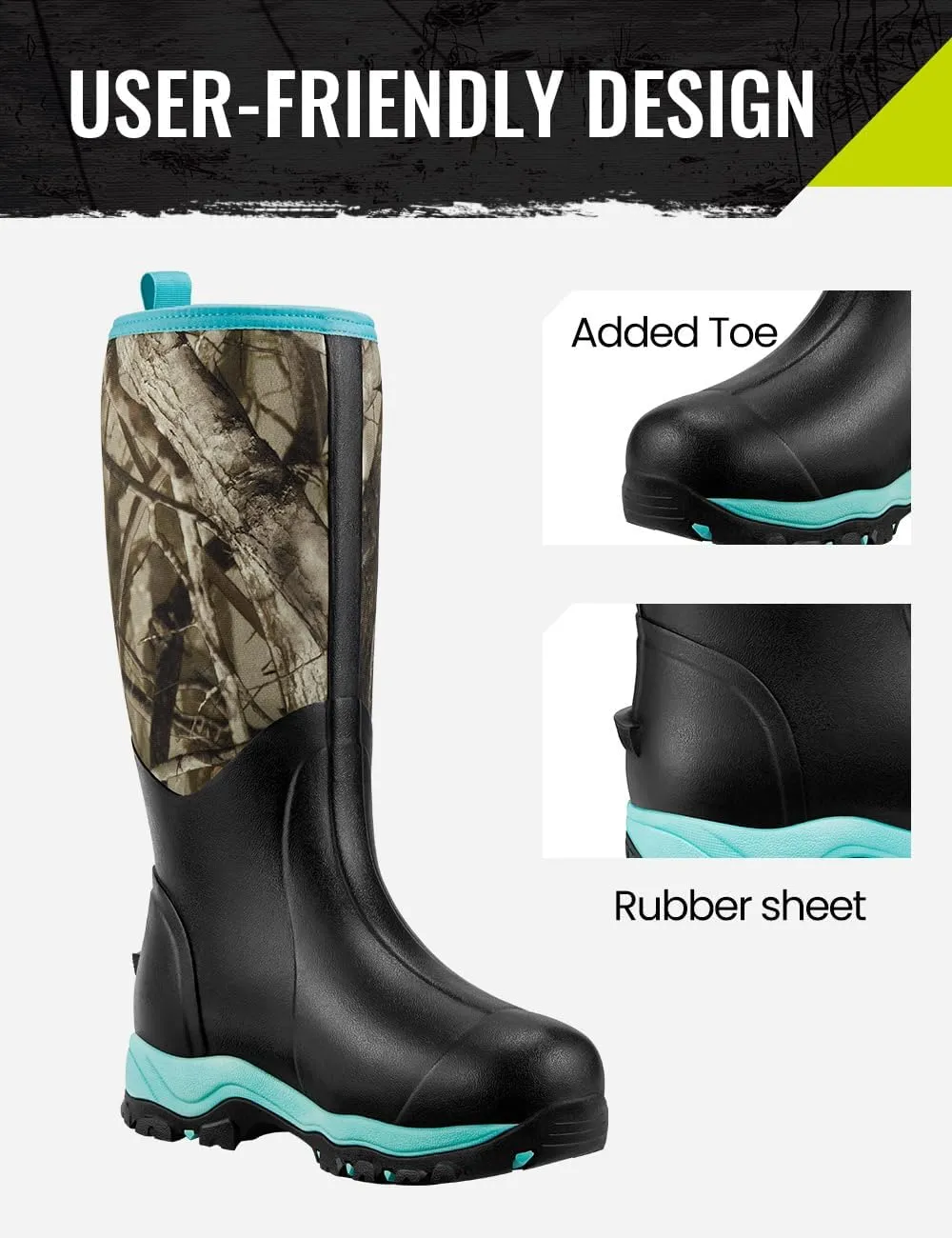 TIDEWE Hunting Boot for Women, Insulated Waterproof Sturdy Women's Hunting Boot, 6mm Neoprene and Rubber Outdoor Boot Next Camo G2