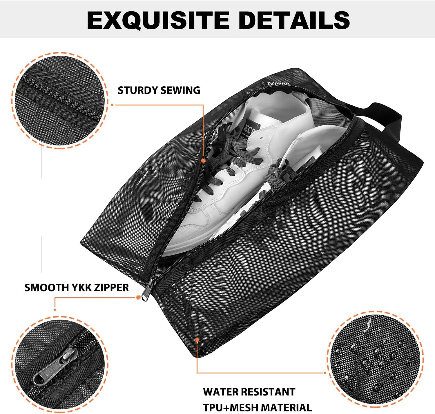 Travel Shoe Bags, Water Resistant TPU Mesh, Sturdy YKK Zipper, Shoes Storage Bag, Shoes Packing Organizer, Unisex Shoe Pouch for Travel or Home Storage