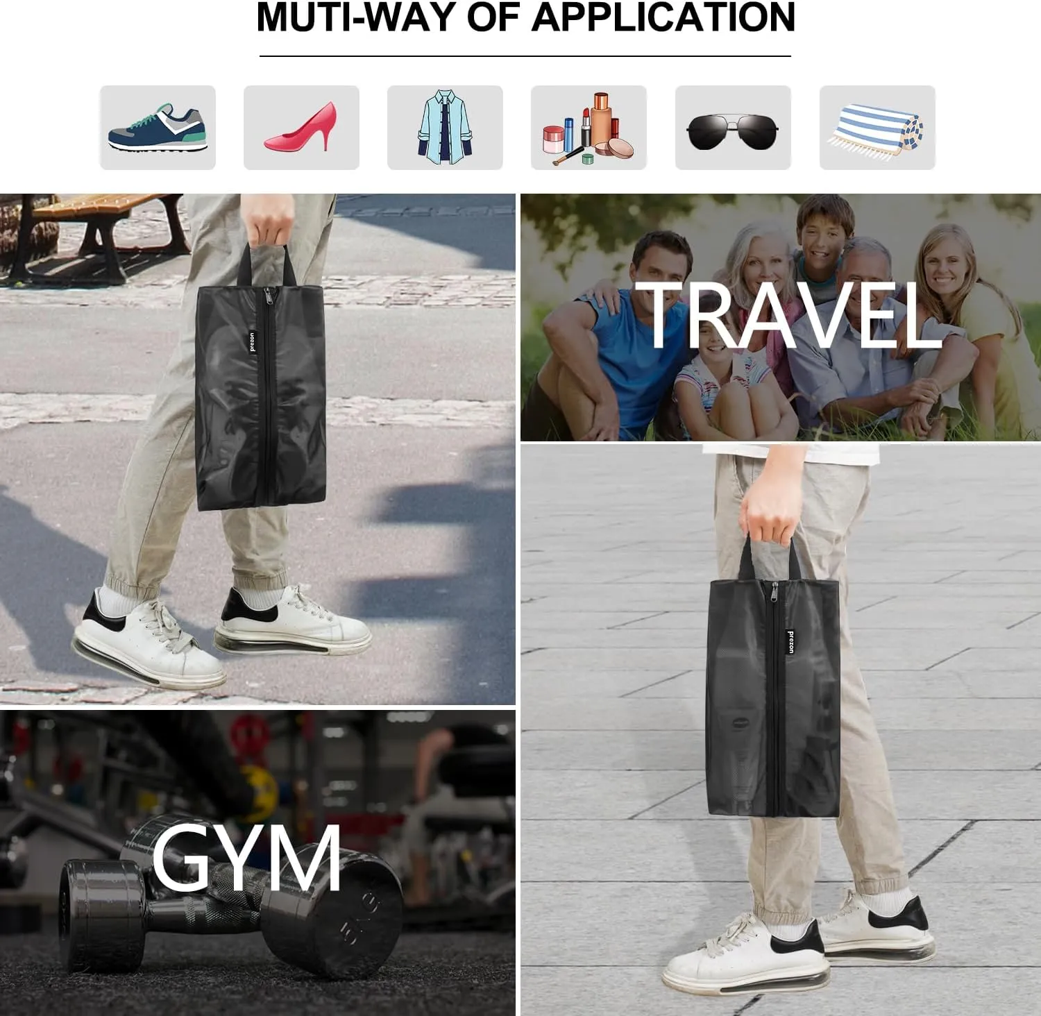Travel Shoe Bags, Water Resistant TPU Mesh, Sturdy YKK Zipper, Shoes Storage Bag, Shoes Packing Organizer, Unisex Shoe Pouch for Travel or Home Storage