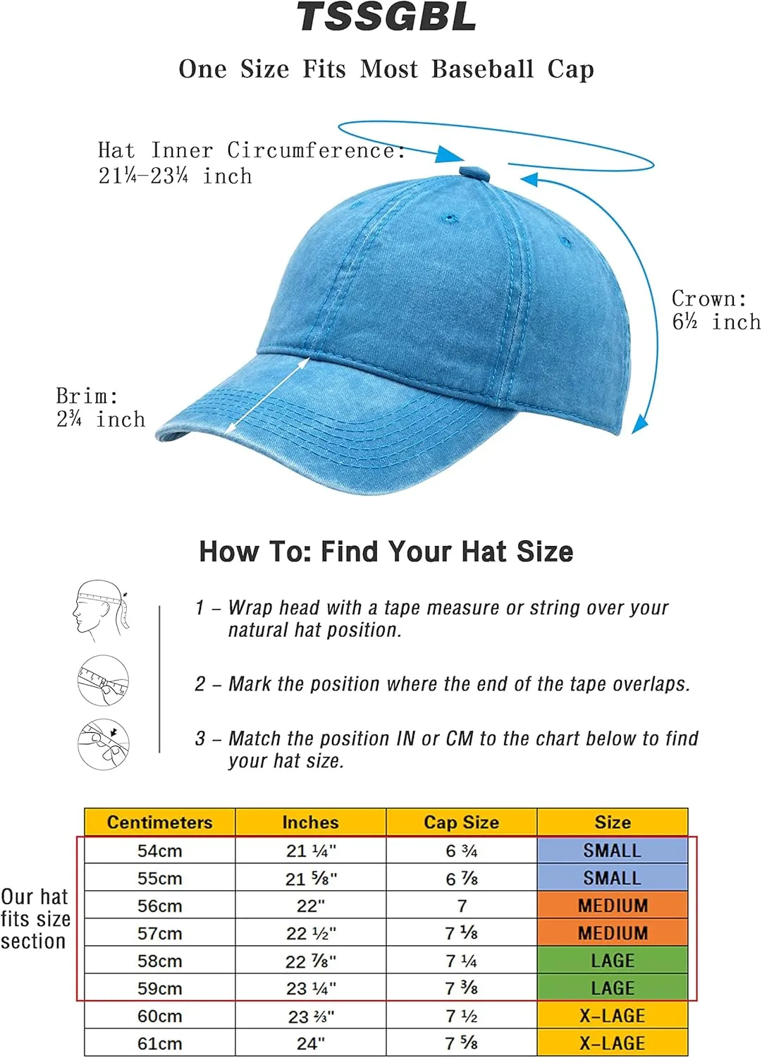 TSSGBL Vintage Cotton Washed Baseball Caps Unstructured Low Profile Adjustable Distressed Dad Hat for Men Women S-M-L-XXL