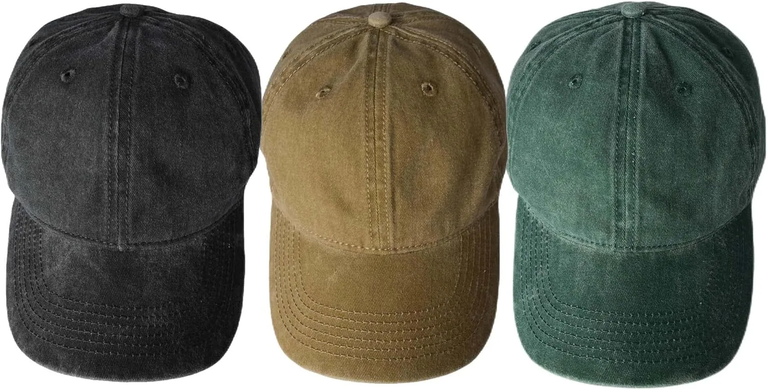 TSSGBL Vintage Cotton Washed Baseball Caps Unstructured Low Profile Adjustable Distressed Dad Hat for Men Women S-M-L-XXL