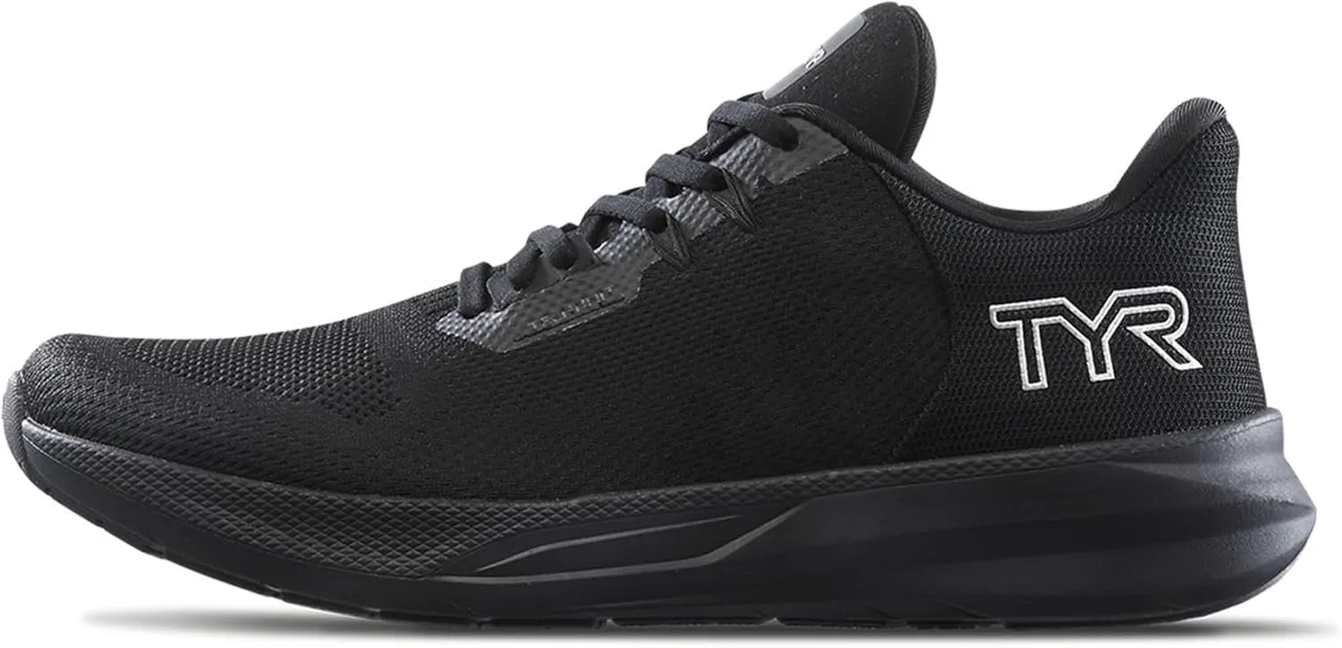 TYR Unisex Techknit RNR-1 – Lightweight Neutral Running Shoe Sneaker, Black, 7 US Men