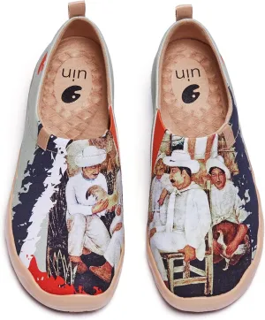 UIN Men's Walking Travel Shoes Slip On Canvas Casual Loafers Lightweight Comfort Fashion Sneaker Happy Doggies