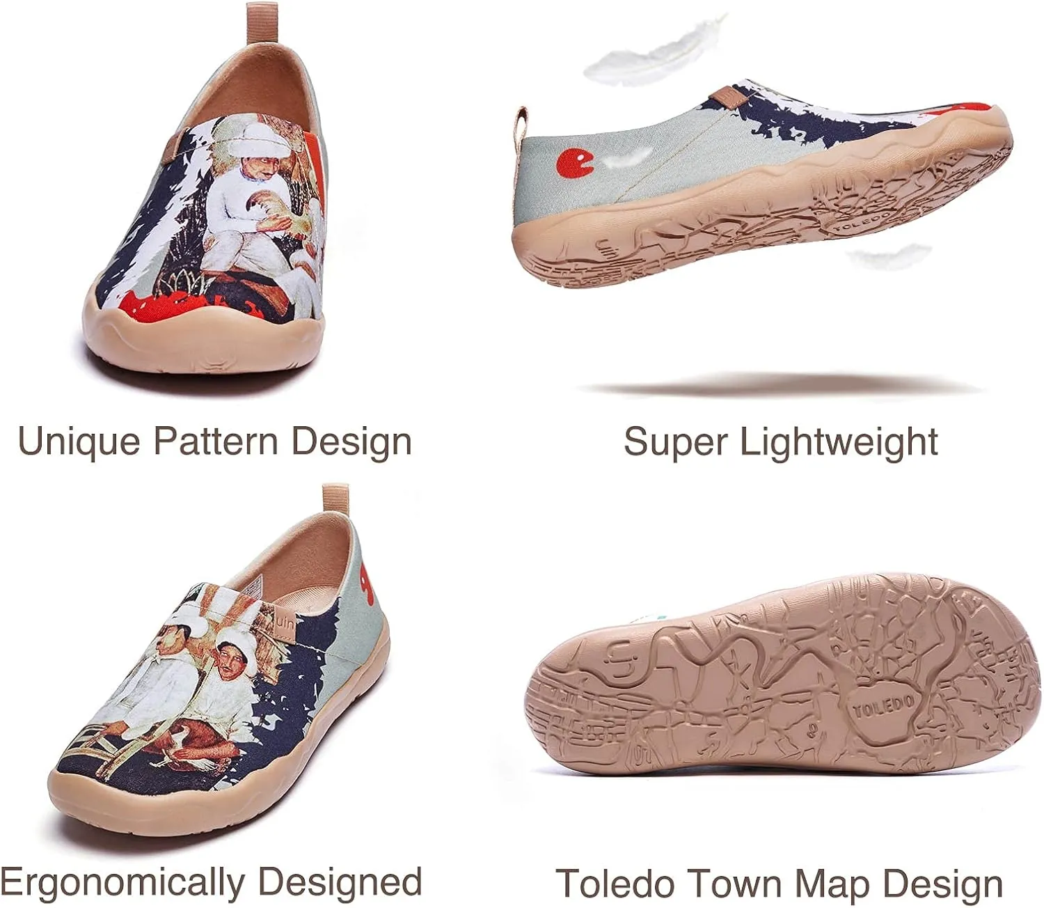 UIN Men's Walking Travel Shoes Slip On Canvas Casual Loafers Lightweight Comfort Fashion Sneaker Happy Doggies