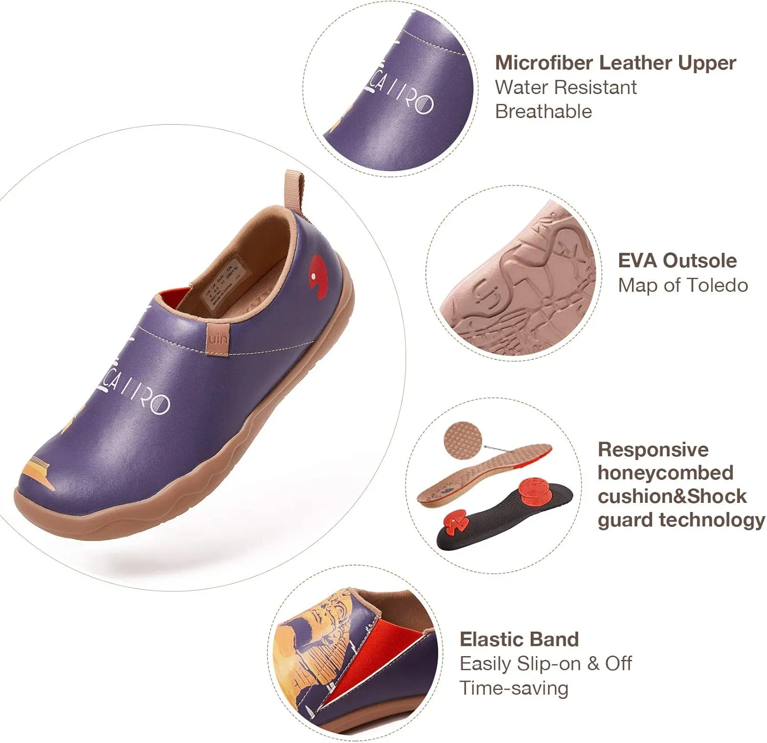 UIN Men's Walking Travel Shoes Slip On Microfiber Casual Loafers Lightweight Comfort Fashion Sneaker