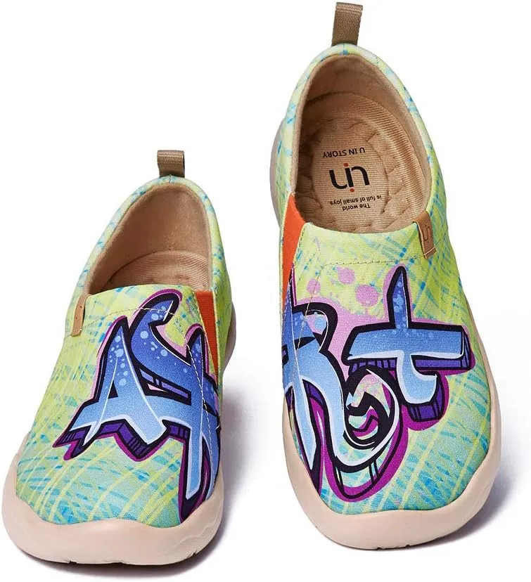 UIN Women's Slip On Loafers Lightweight Sneakers Flats Walking Casual Art Painted Travel Shoes Spray It