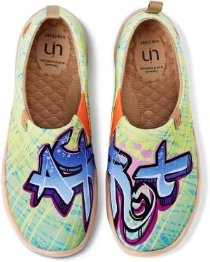UIN Women's Slip On Loafers Lightweight Sneakers Flats Walking Casual Art Painted Travel Shoes Spray It
