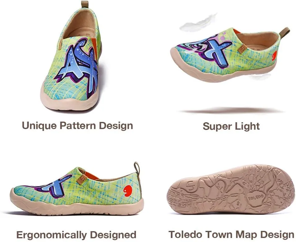 UIN Women's Slip On Loafers Lightweight Sneakers Flats Walking Casual Art Painted Travel Shoes Spray It