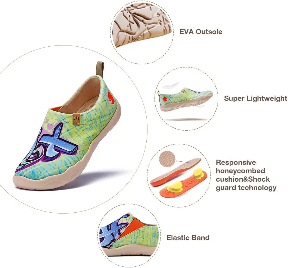 UIN Women's Slip On Loafers Lightweight Sneakers Flats Walking Casual Art Painted Travel Shoes Spray It