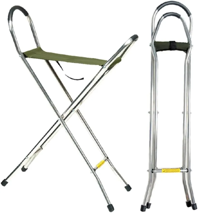 UK 34" Canvas Seat/Cap to Hold Up to 275 Lbs Walking Poles, Multicolor