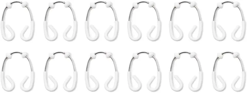 Umbra 1013172-666 , White/Chrome Flex Double Shower Rings, Set of 12,2" x 3"