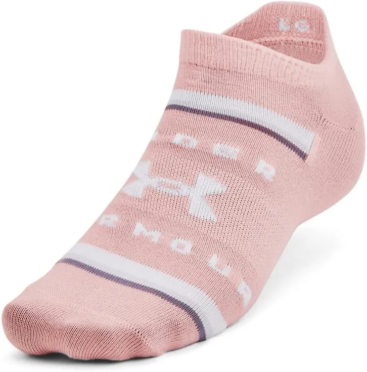 Under Armour Women's Essential 2.0 Lightweight No Show Socks, 6-Pairs. Club Purple/Halo Gray/White - Large