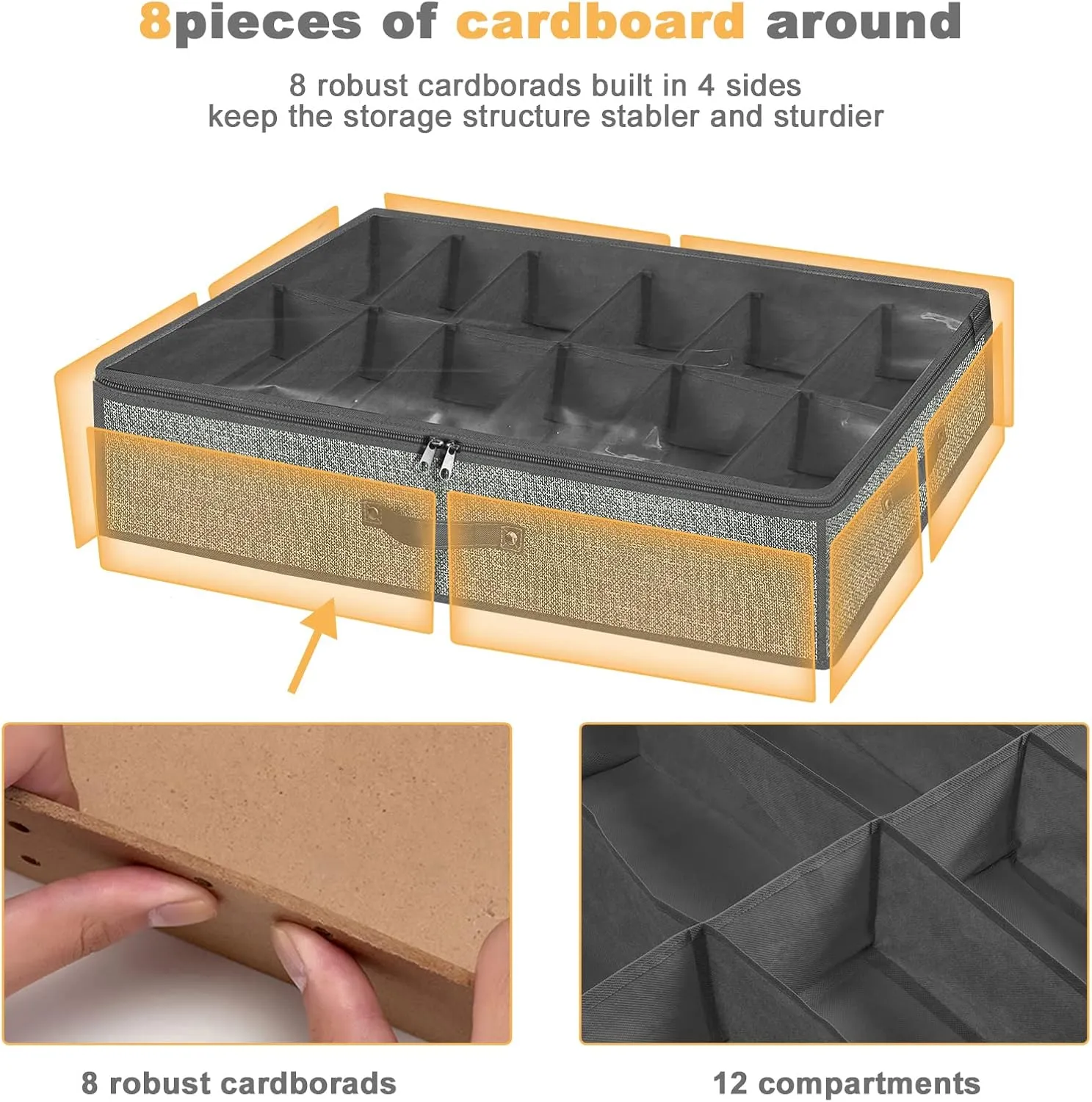 Under Bed Shoe Storage Organizer for Closet Fits 24 Pairs-Sturdy Underbed Shoe Containers Boxes Organizador De Zapatos with Clear Cover,Set of 2, 29.3 x 23.6 x 5.9inch (Linen-like Grey)