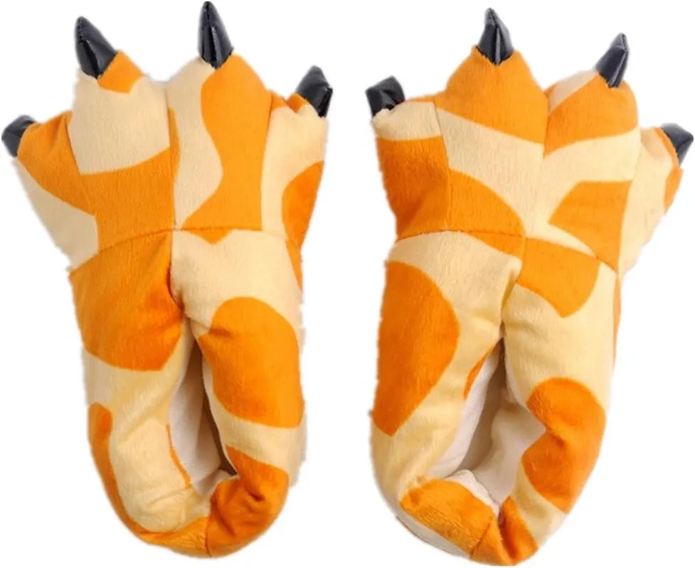 Unisex Cozy Flannel House Monster Slippers Halloween Animal Costume Paw Claw Shoes