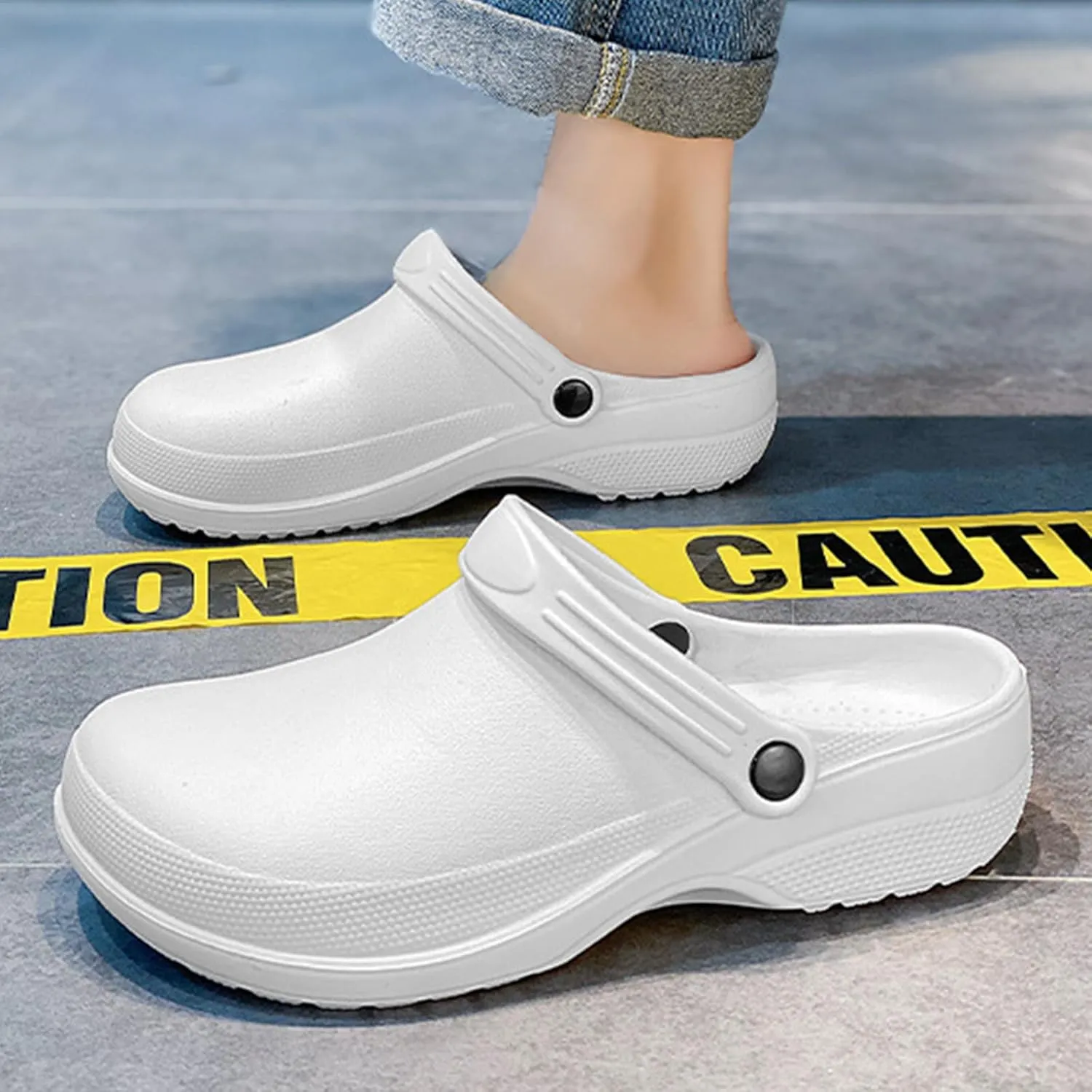 Unisex EVA clog slippers, comfortable, durable, non-slip, oil-resistant, waterproof, professional chef and nurse work shoes, casual style, two-wear minimalist kitchen shoes