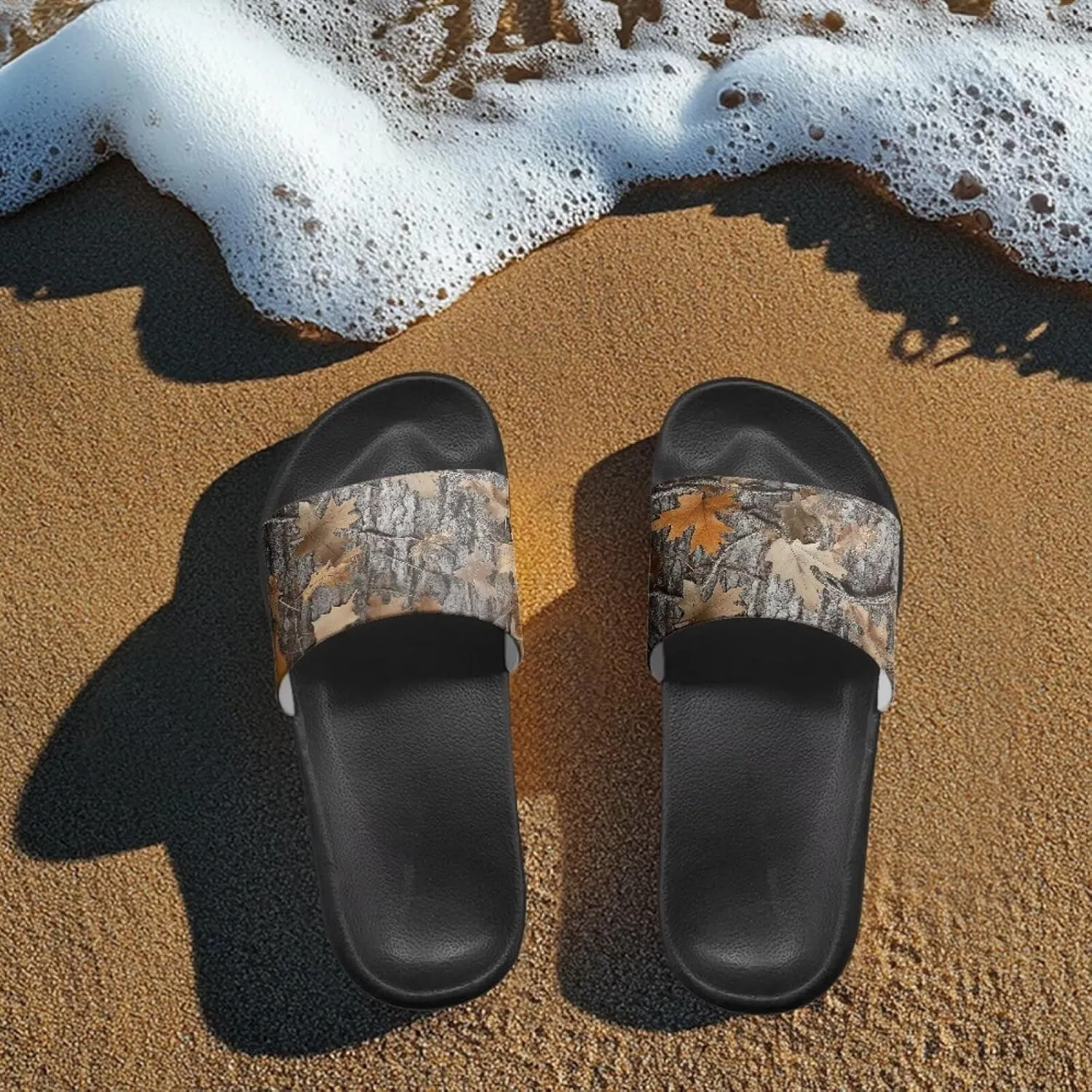 Unisex Sandals Summer Slide Flats Slippers Open Toe Pool Slides Flip-Flops EVA Sole for Women