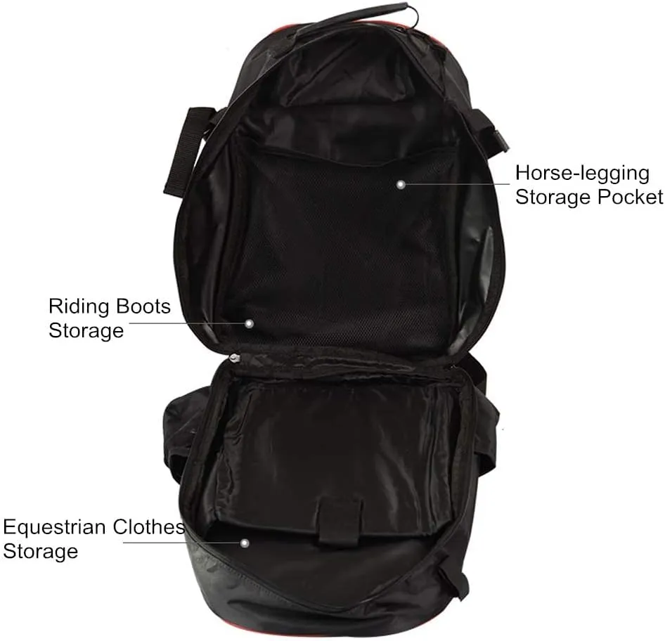 UNISTRENGH Professional Horse Riding Boot Bag Helmet Bag Unisex Equestrian Backpack English Boot Carry All Bag with Hat Compartment