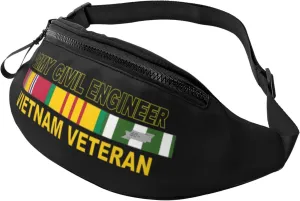 US Army Civil Engineer Vietnam Veteran Waist Bag Waterproof Sports Running Belt Bag Fanny Pack