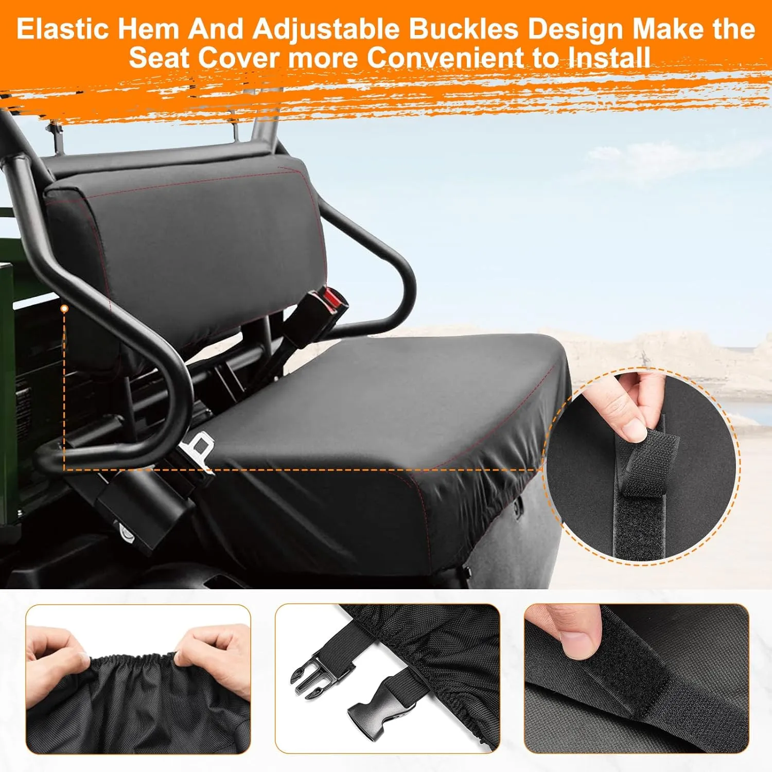 UTV Seat Covers for Kawasaki Mule 4000 4010 2009-2024/3000 3010 2001-2018,UTV Bench Seat Cover Set,Heavy Duty 1680D Waterproof Seat Cover(2 PCS)