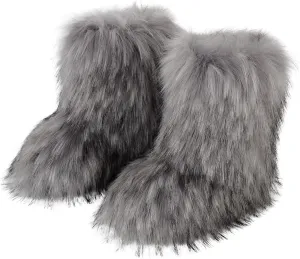 Valpeak Snow Boots for Women 2024 Furry Boots Winter Knee High Flat Heel Fluffy Faux Fur Boots