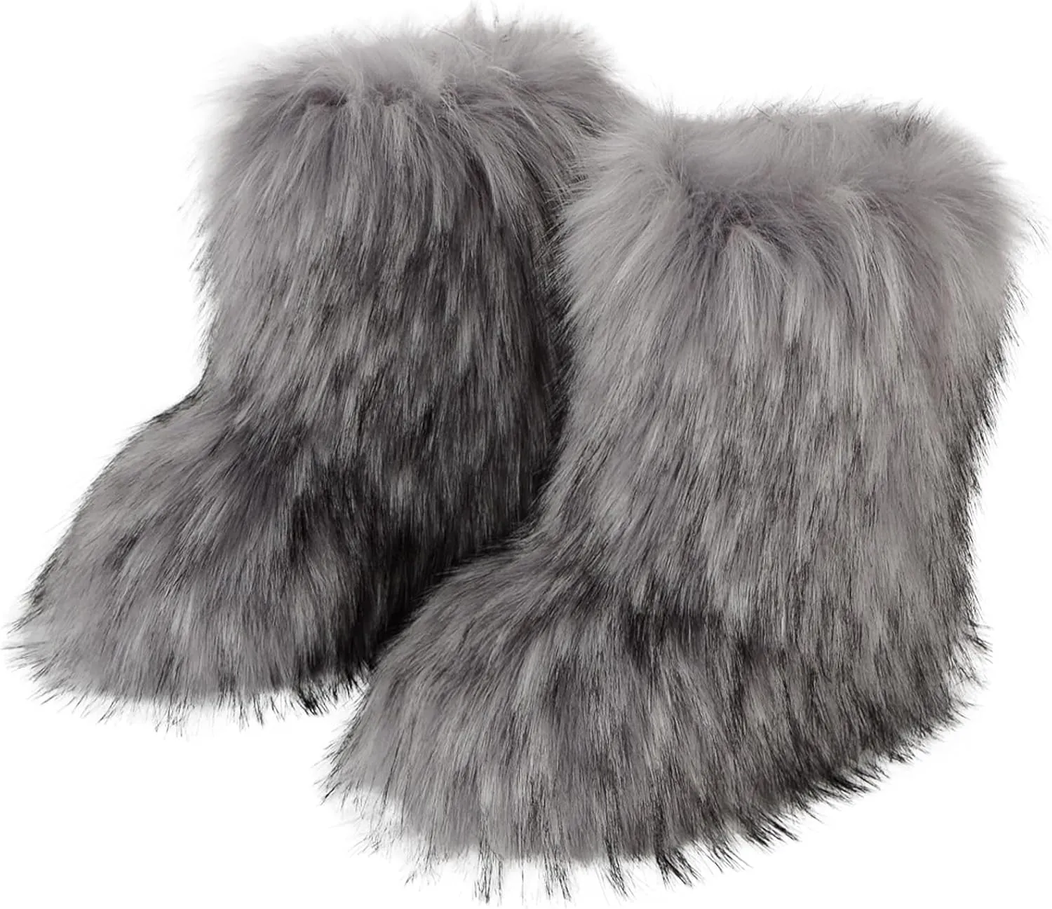 Valpeak Snow Boots for Women 2024 Furry Boots Winter Knee High Flat Heel Fluffy Faux Fur Boots