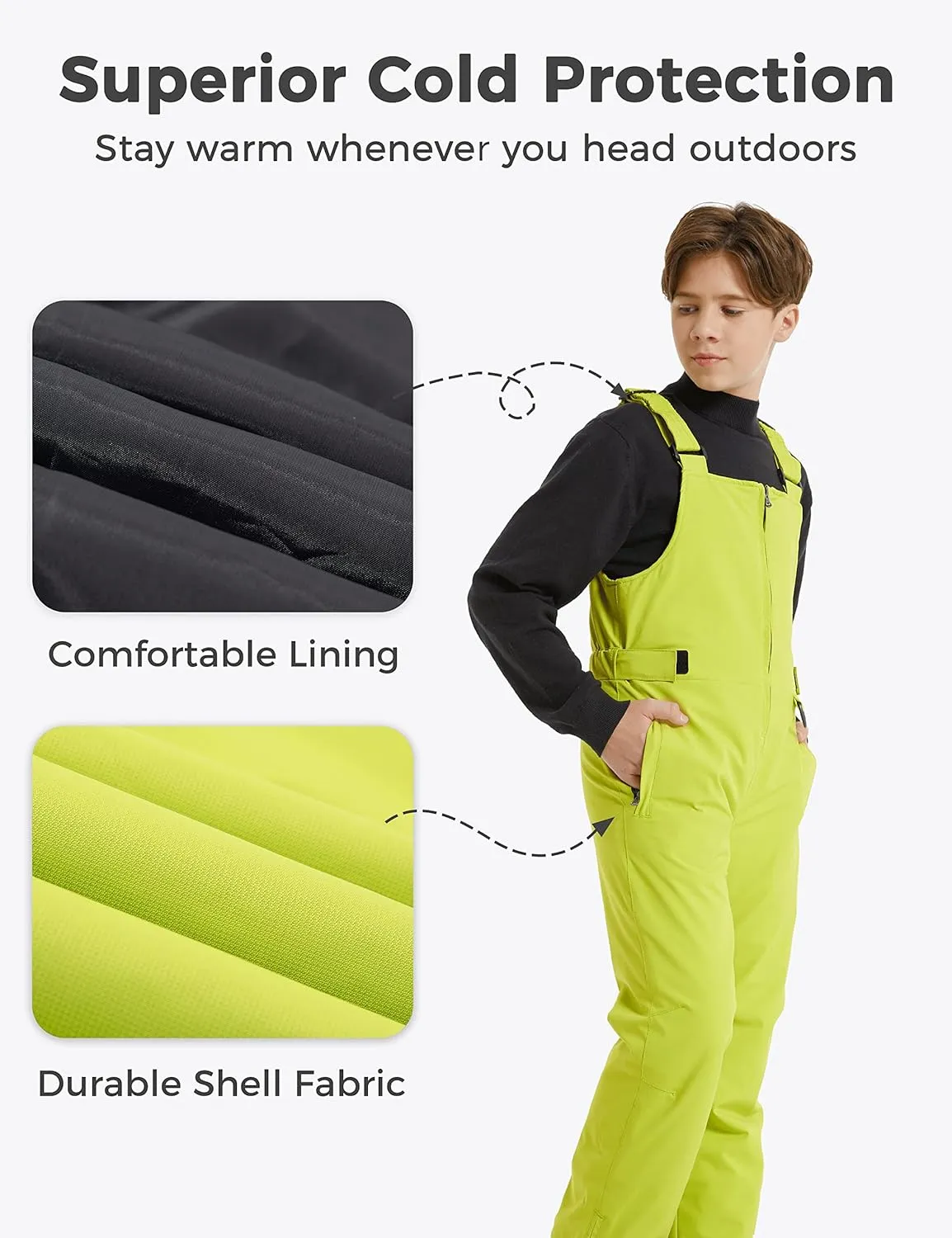 Wantdo Boy's Waterproof Ski Bibs Warm Snow Pants Snowboarding Overall Insulated Outdoor Jumpsuit