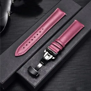 Watch Band Genuine Cow Leather Watch Strap with Buckle Bracelet Green Red White Watchband 18mm 20mm 22mm 24mm(D,20mm)