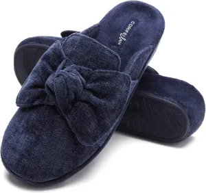 Wedge Style Slippers for Women Elegant House Shoes with Bow Indoor Outdoor Slides