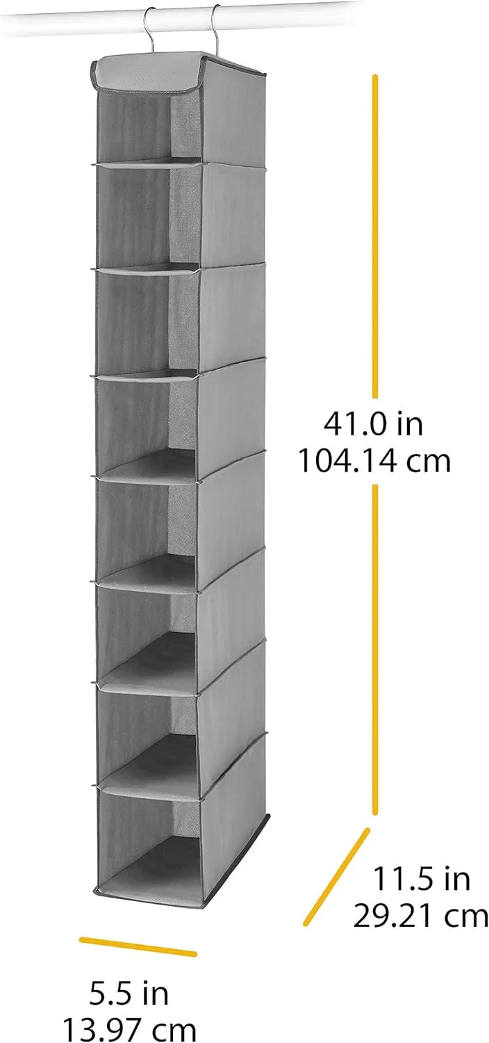 Whitmor Hanging Shoe Shelves - 8 Section - Closet Organizer - Grey