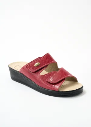 Wide leather velcro mules