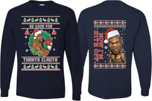wild custom apparel Merry Chrithmith Mike Tyson Ugly Christmas Long sleeve