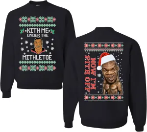 wild custom apparel Mike Tyson Kith Me Under The Mithletoe Ugly Christmas Sweater Crewneck Sweatshirt