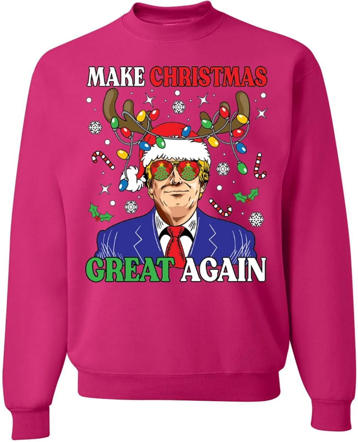 wild custom apparel Ugly Christmas Sweater 2024 COLLECTION Fuschia Crew Neck Sweatshirt