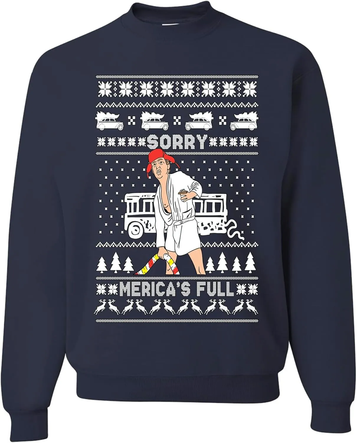 wild custom apparel Ugly Christmas Sweater 2024 COLLECTION Navy Blue CrewNeck Sweatshirt