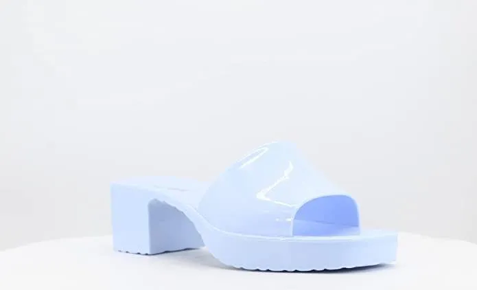Wild Diva Karis-01 Women's Jelly Block Heel Mule Slide