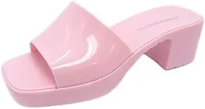 Wild Diva Karis-01 Women's Jelly Block Heel Mule Slide