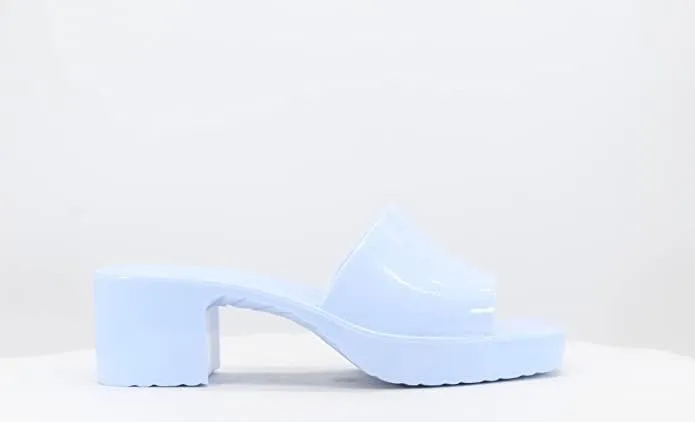 Wild Diva Karis-01 Women's Jelly Block Heel Mule Slide