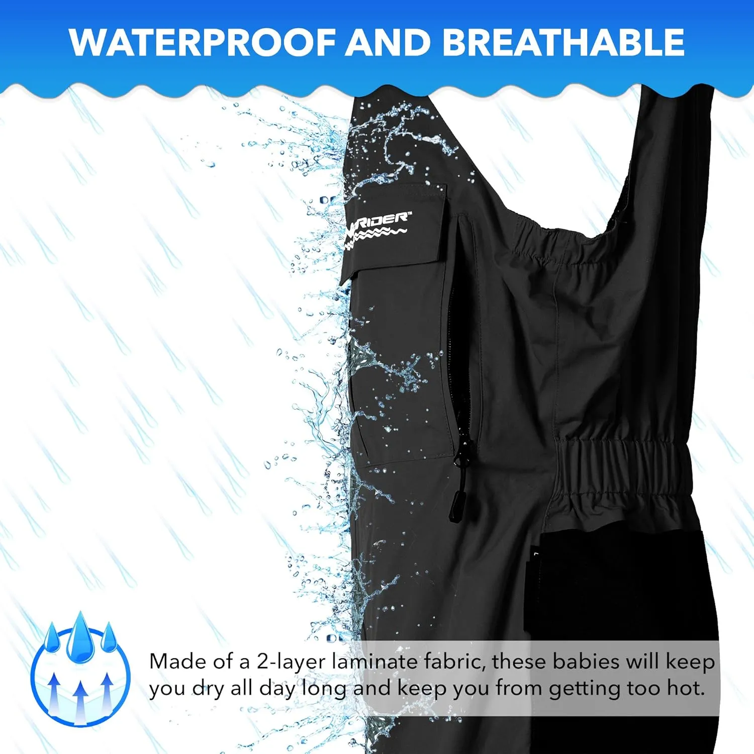 WindRider Pro Waterproof Bibs | Fishing & Sailing Bibs | Hunting & Skiing Bibs | Breathable Rain Bib | Snow Gear | 6 Pocket