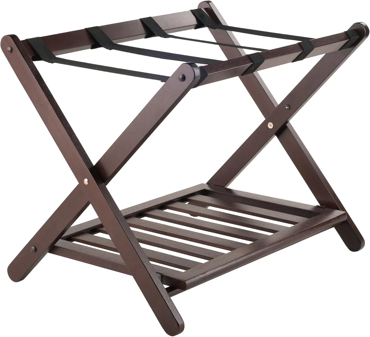 Winsome Solid Wood Remy Luggage Rack with Shelf in Cappuccino