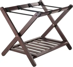 Winsome Solid Wood Remy Luggage Rack with Shelf in Cappuccino