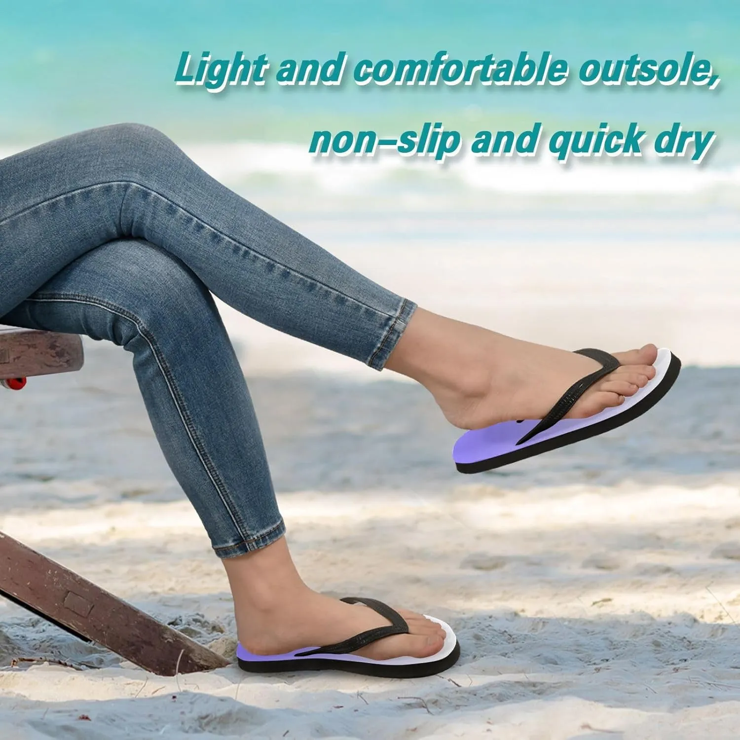 Women Beach Summer Casual Flip Flop Gradient BlueQuick Dry Sandals Slipper for Men Gradient Blue