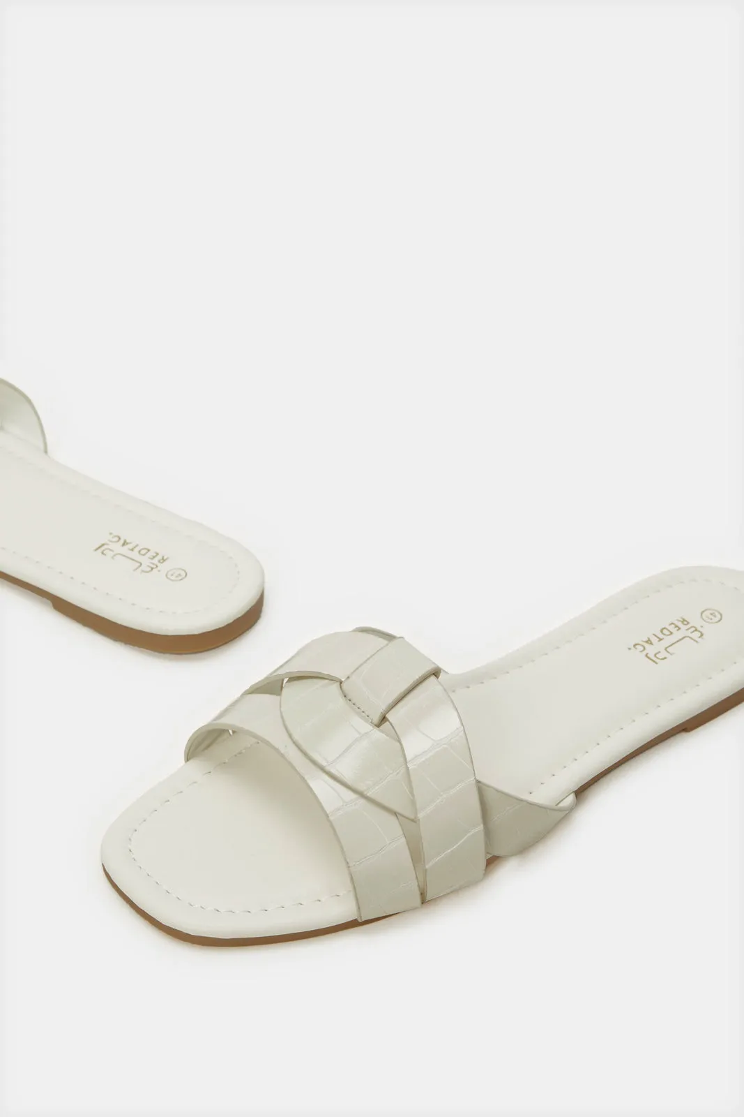 Women Beige Strappy Buckle Mule