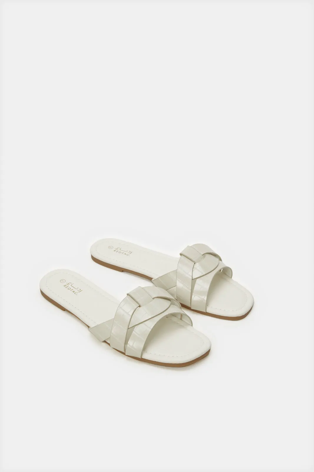 Women Beige Strappy Buckle Mule