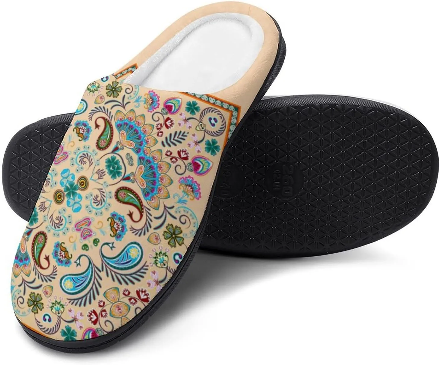 Women House Slippers Ladies Christmas Cotton Slippers Memory Foam Clog Slippers Non-Slip Warm Indoor Outdoor Shoes